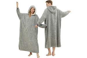 PJGGZ Snuggie blanket for adult, Wearable Blanket Hoodies for Women & Men Warm Cozy Sherpa Hooded Blanket with Giant Pocket
