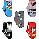 Disney Boy's 5 Pack Mickey Mouse Crew Socks, Blue, Small