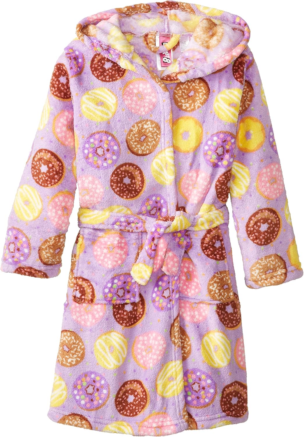 Up Past 8 Little Girls' Fuzzy Hooded Robe, Donuts, Small/4/