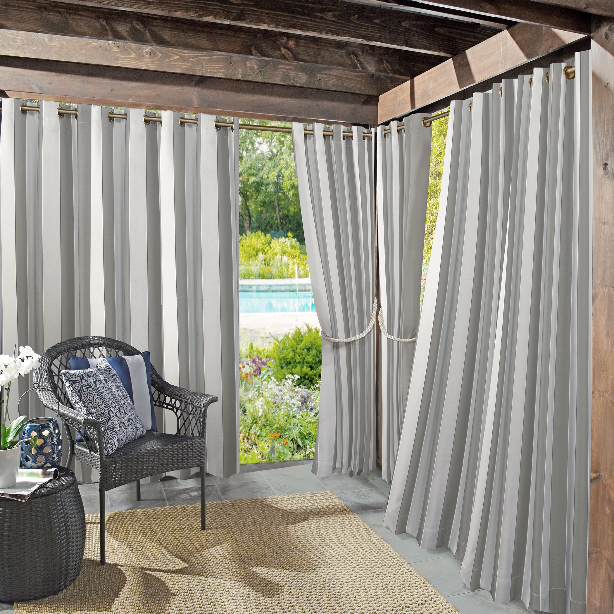Sun Zero UV Protectant Curtain Panel, Polyester, Grey, 54" W x 108" L (Pack of 2) — image 1