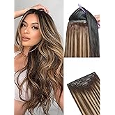 LUVME Clip in Hair Extensions, Straight Seamless 18 Inch 70g 4Pcs Chestnut Brown, 100% Real Remy Human Hair, Soft Natural Full Max Invisible Comfortable Hair Extensions for Women