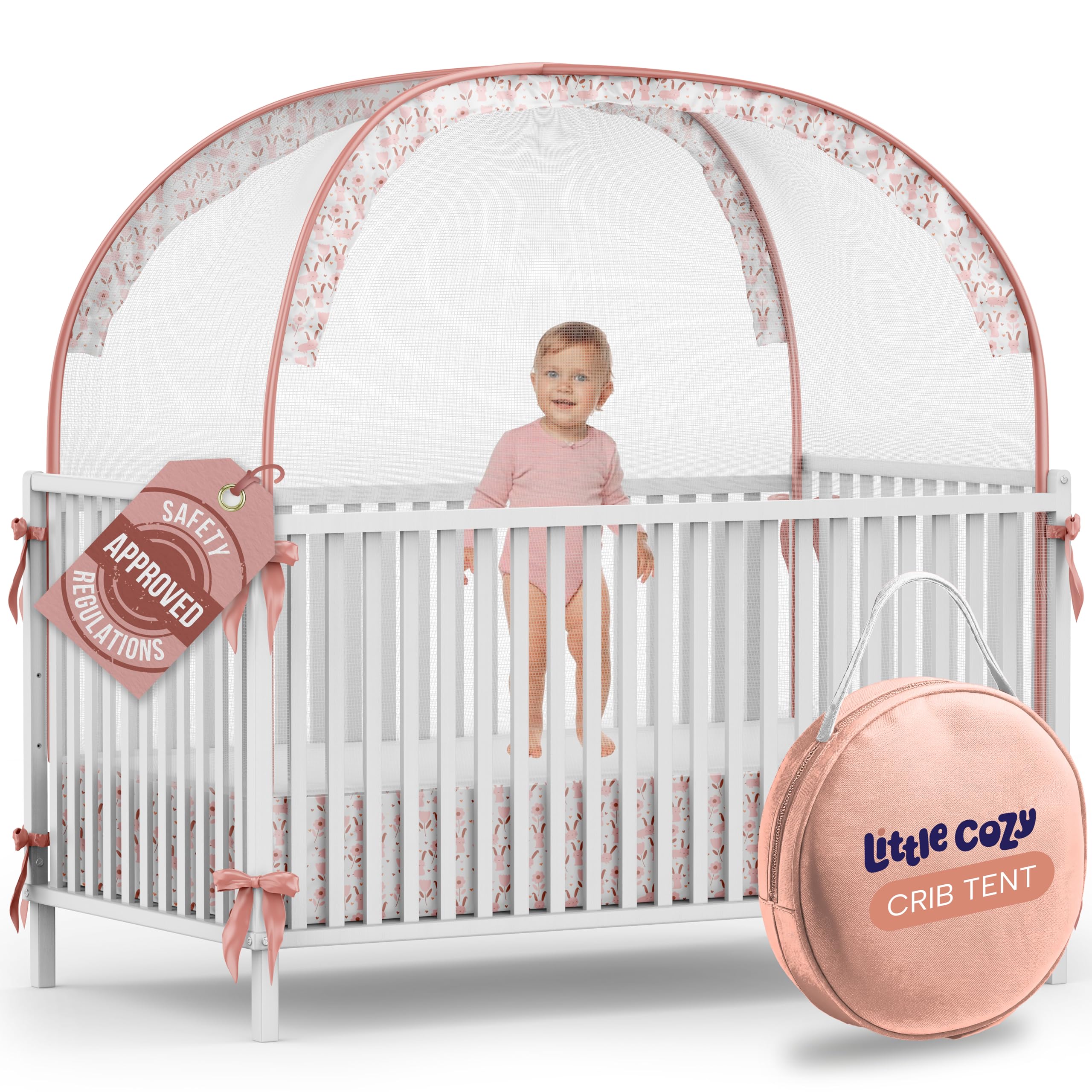 Photo 1 of Crib Tent to Keep Baby from Climbing Out – Pop Up Crib Net Canopy with Strong Breathable Mesh, Double Auto-Lock Zippers & Durable Frame – Easy Install Baby Safety Cover for Standard Cribs