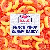Peach Rings Gummies - Soft Chewy Peach Gummy Candy - Sweet Fruity Peach Ring Candy - Bulk Candy Rings for Party Snacks &amp; Candy Buffet - Gluten Free Gummy Rings 1 Pack (8 oz)