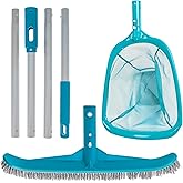 U.S. Pool Supply Pool Maintenance Kit with Leaf Skimmer Net, Brush, and Adjustable Telescopic Pole - 6" Deep Mesh Netting, Nylon Scrub Brush, Clean Sweep Debris from Walls, Floors, Steps, Spas, Ponds
