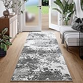 Rug Runners for Hallways Kitchen 2.6x8 Non Slip Washable Grey Entryway Runner Rugs with Rubber Backing 8ft Long Carpet Runner for Laundry Bedroom, Low Pile Stain & Fade Resistant, Abstract Gray