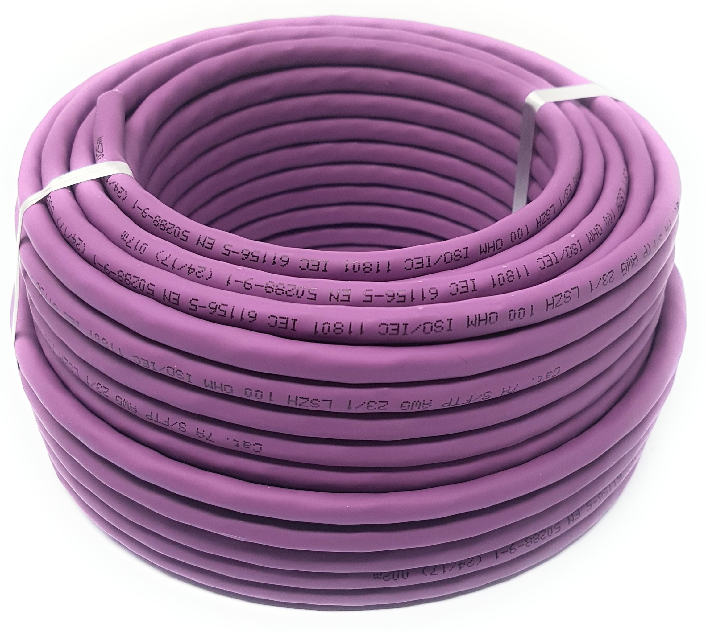 Reulin 25M Cat 7A Reel - Ethernet Cable Halogen Free 1200 MHz - Copper Super Fast Network Cable - (PoE)/PoE+ Purple