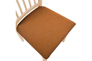 NORTHERN BROTHERS Dining Chair Seat Covers Set of 2, Stretch Jacquard Dining Chair Seat Covers, Brown Pattern 1