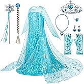 Spooktacular Creations Ice Princess Dress for Girls, Snow Princess Costume, Sequin Dress with Cape for Kid Halloween Birthday