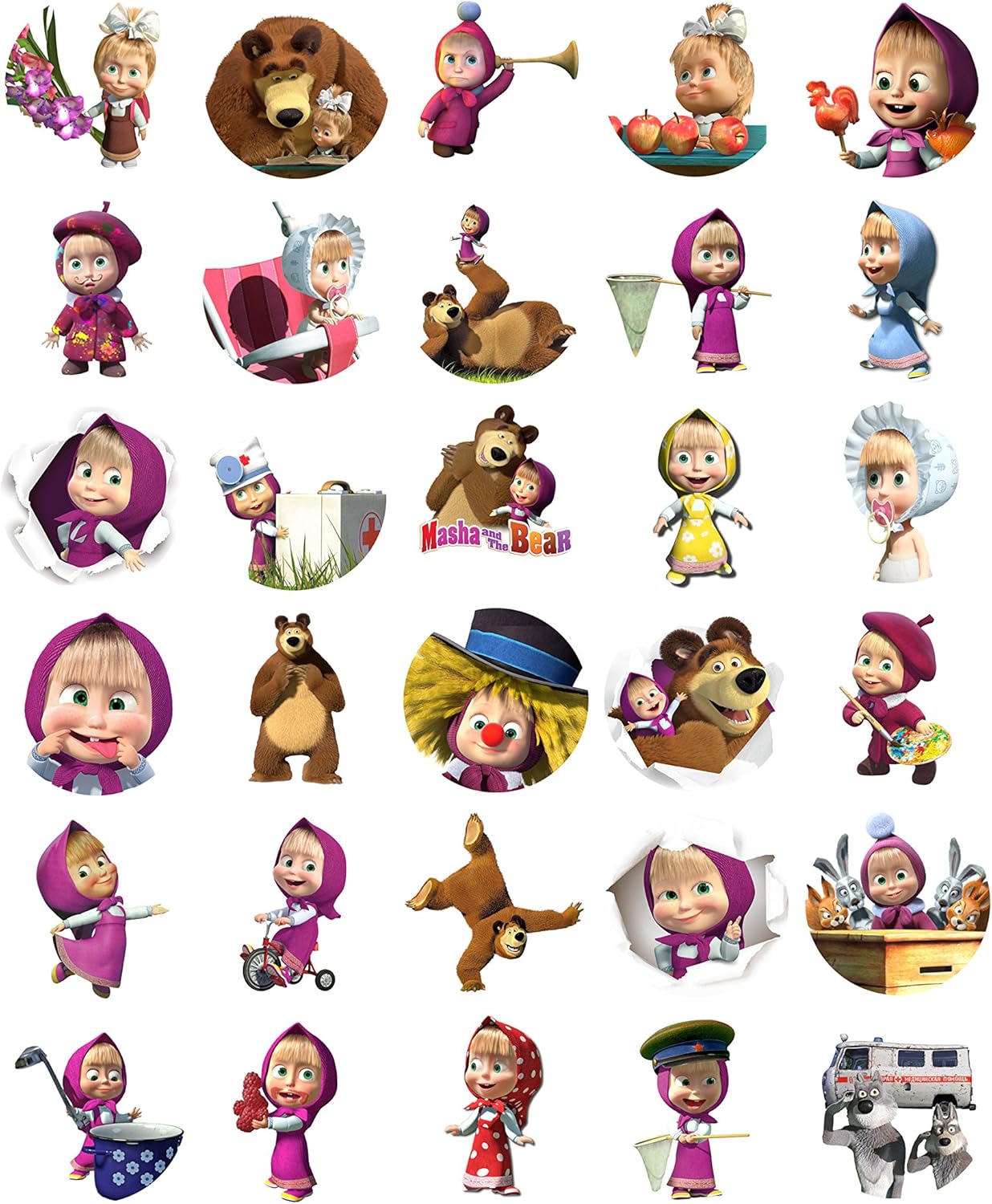 IcingCakeTopper Masha y el Oso arroz Comestible/oblea Cupcake Topper