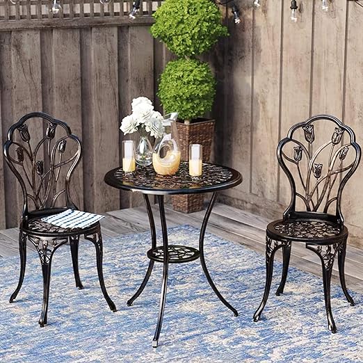 Amazon Com Kinger Home 3 Piece Patio Bistro Table Set Outdoor