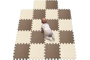 YIMINYUER Foam Play Mat Thick Soft EVA Interlocking Foam Floor Mats Children Yoga Exercise Multi Jigsaw Puzzle Blocking Board Kids Playmats Brown Beige R06R10G301018