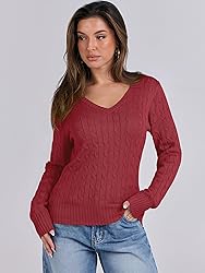 ANRABESS Womens Long Sleeve Cable Knit Sweater 2025