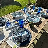 Certified International Talavera 11" Melamine Dinner Plates Feature Vibrant Blue, Green, and Floral Patterns. They are Durable, Lightweight, and Perfect for Indoor and Outdoor Dining, Service for 6.