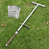 Soil Probe 35 Inch with 2 Bags, Straight Soil Sample Probe for Lawn House Plants, T-Handle Soil Sampler Probe Rod with Pedal, Stainless Steel Soil Test Kits Tool for Soil Sampling