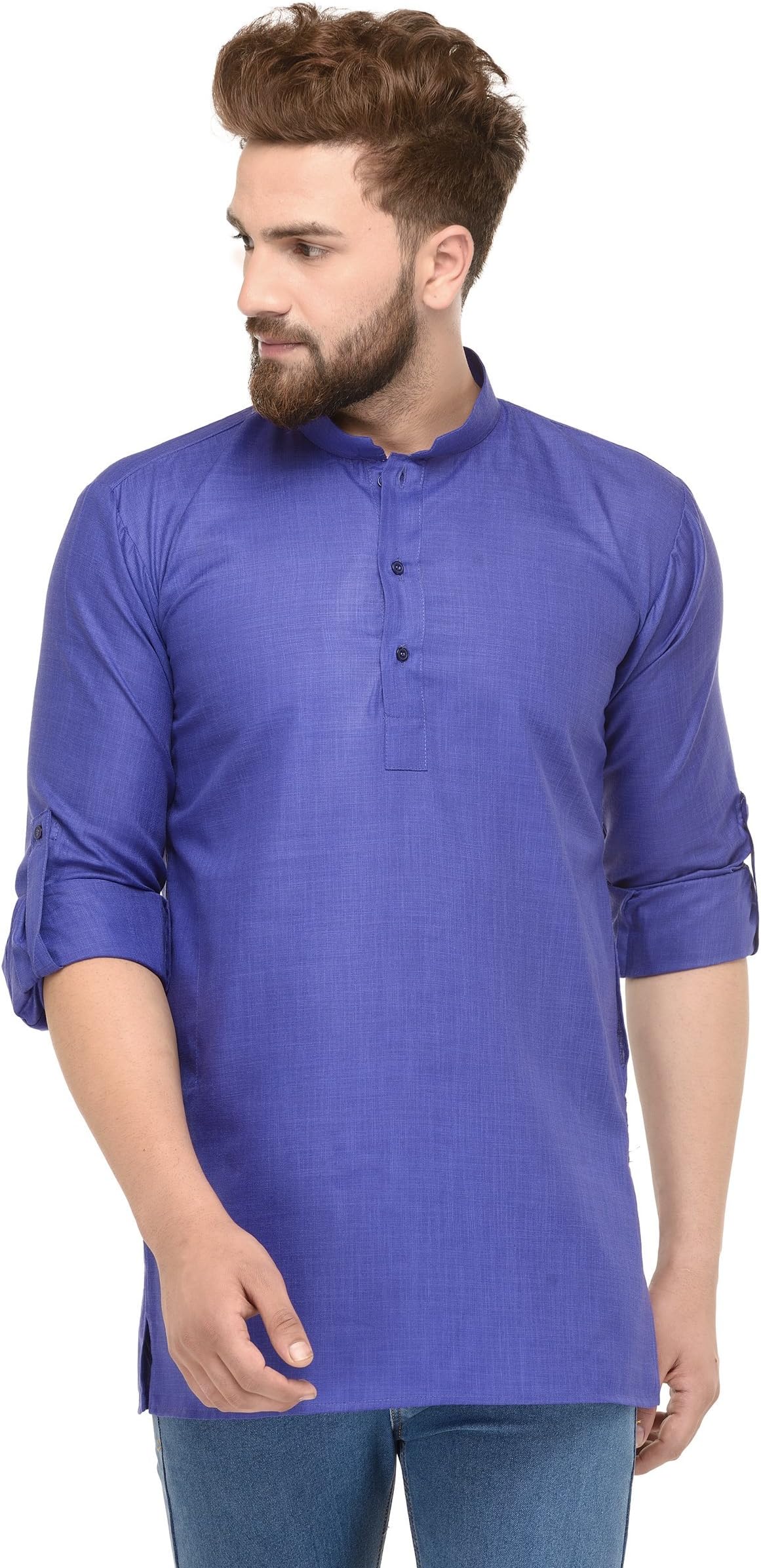 WALTZ Men Rich Cotton Blend Short Kurta-WTZ-CSK-301