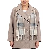LONDON FOG Women's Plus-Size Double Breasted Peacoat with Scarf