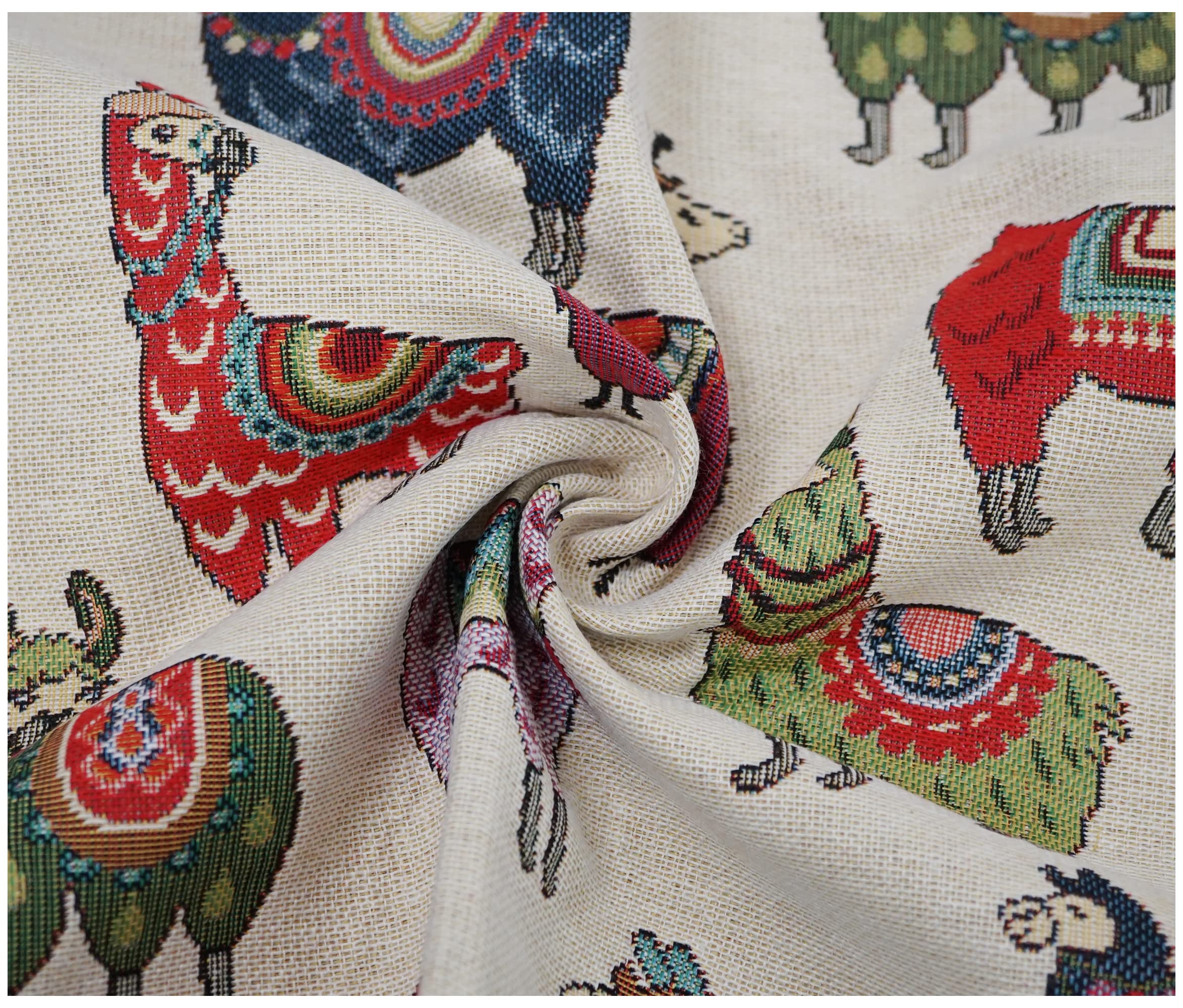 Luxury Tapestry Woven Curtain Upholstery Fabric Sofa Cushion Durable Material (300 x 140cm, Llama Alpaca)