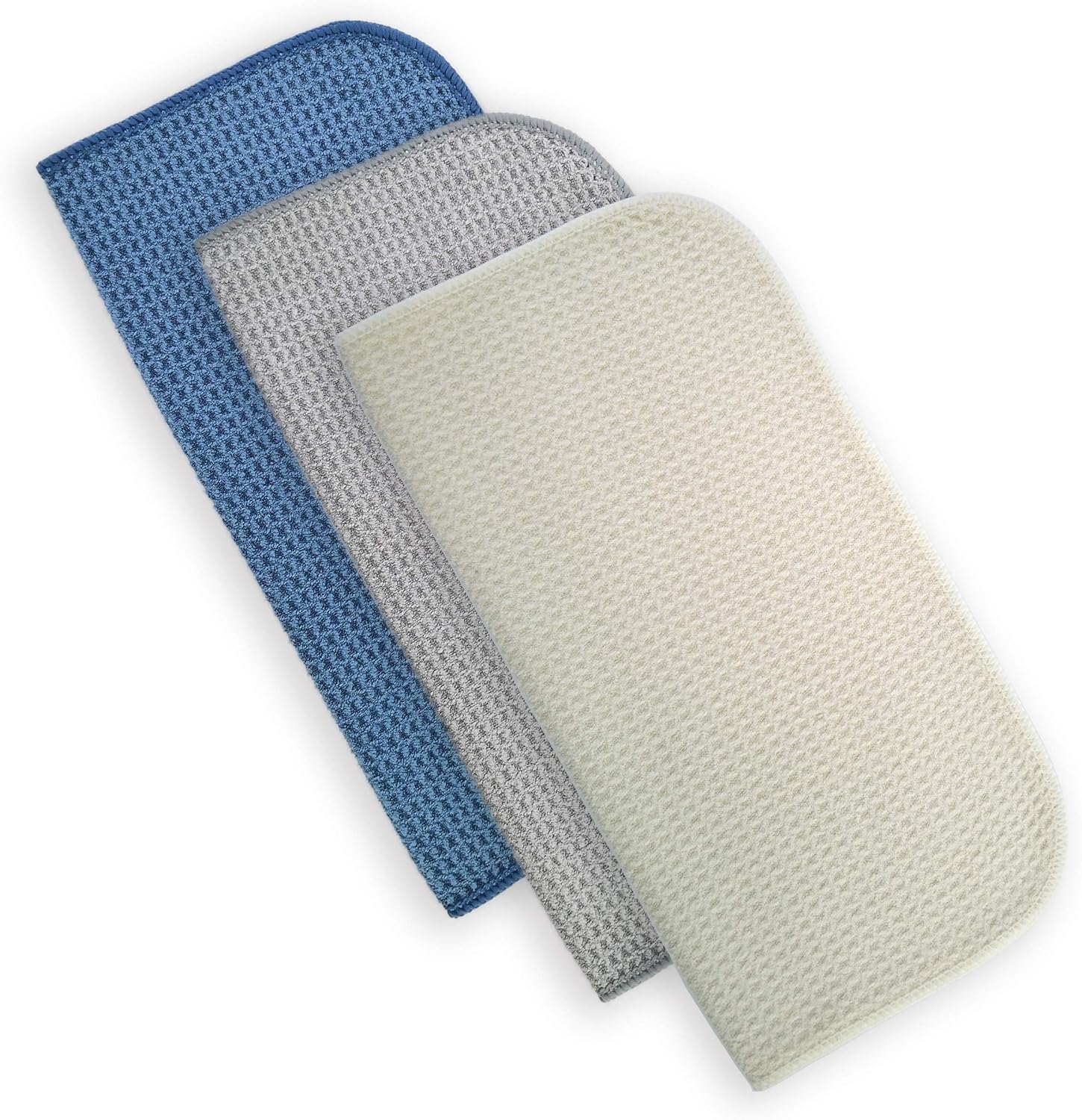POLYTE Premium Microfibre Kitchen Dish Cloth Waffle Weave (Dark Blue, Gray, Off White, 30x30 cm) 12 Pack - Image 3