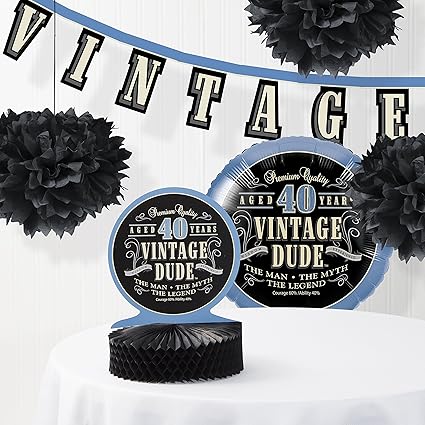 Amazon Com Vintage Dude 40th Birthday Decorations Kit Health