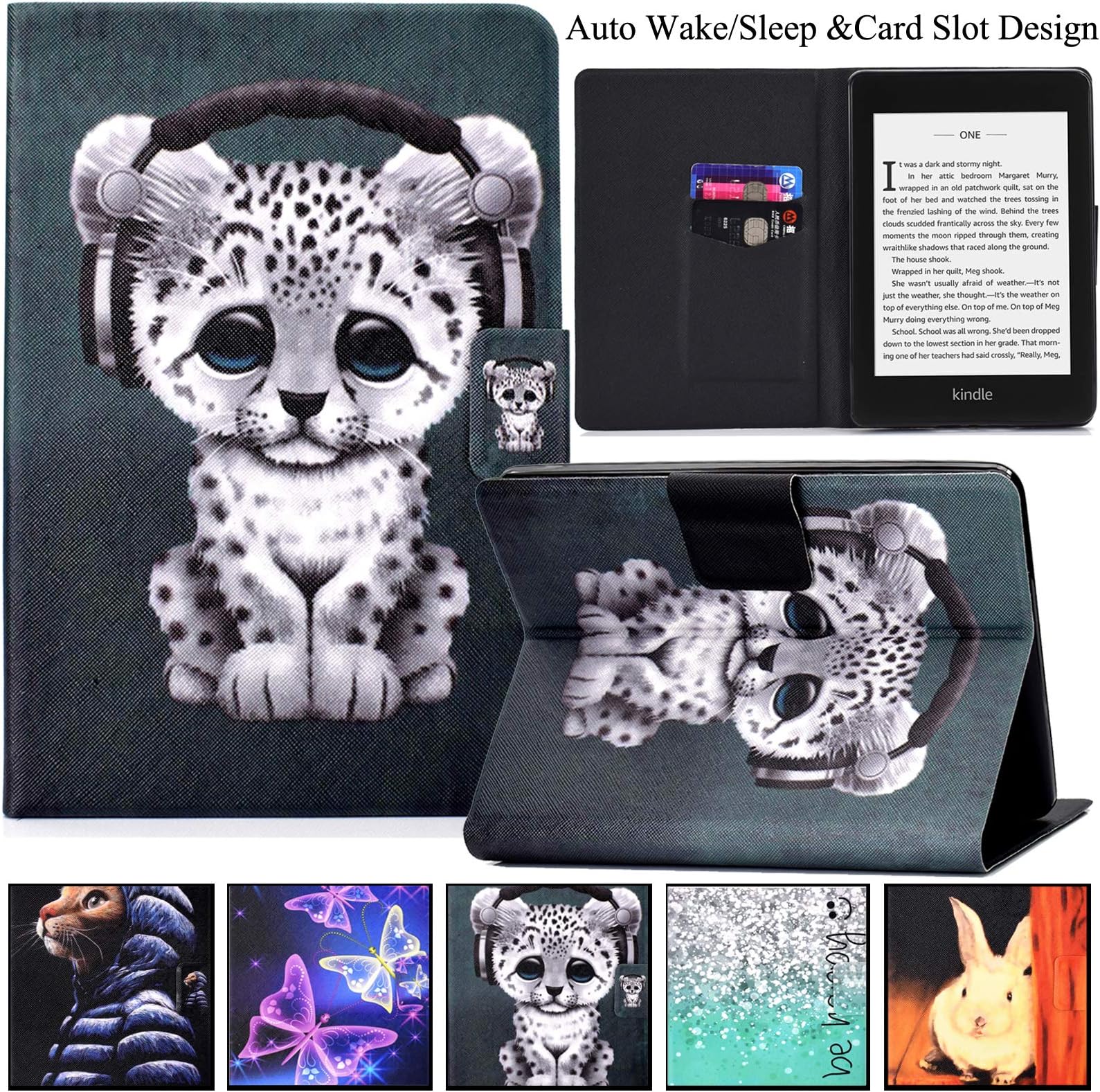 Kindle Paperwhite 10th Generation 2018 Case,Artyond PU Leather Case with Auto Wake/Sleep Feature Smart Cover Folio Flip Case for Amazon Kindle Paperwhite 10th Gen 2018 Released (White Leopard)