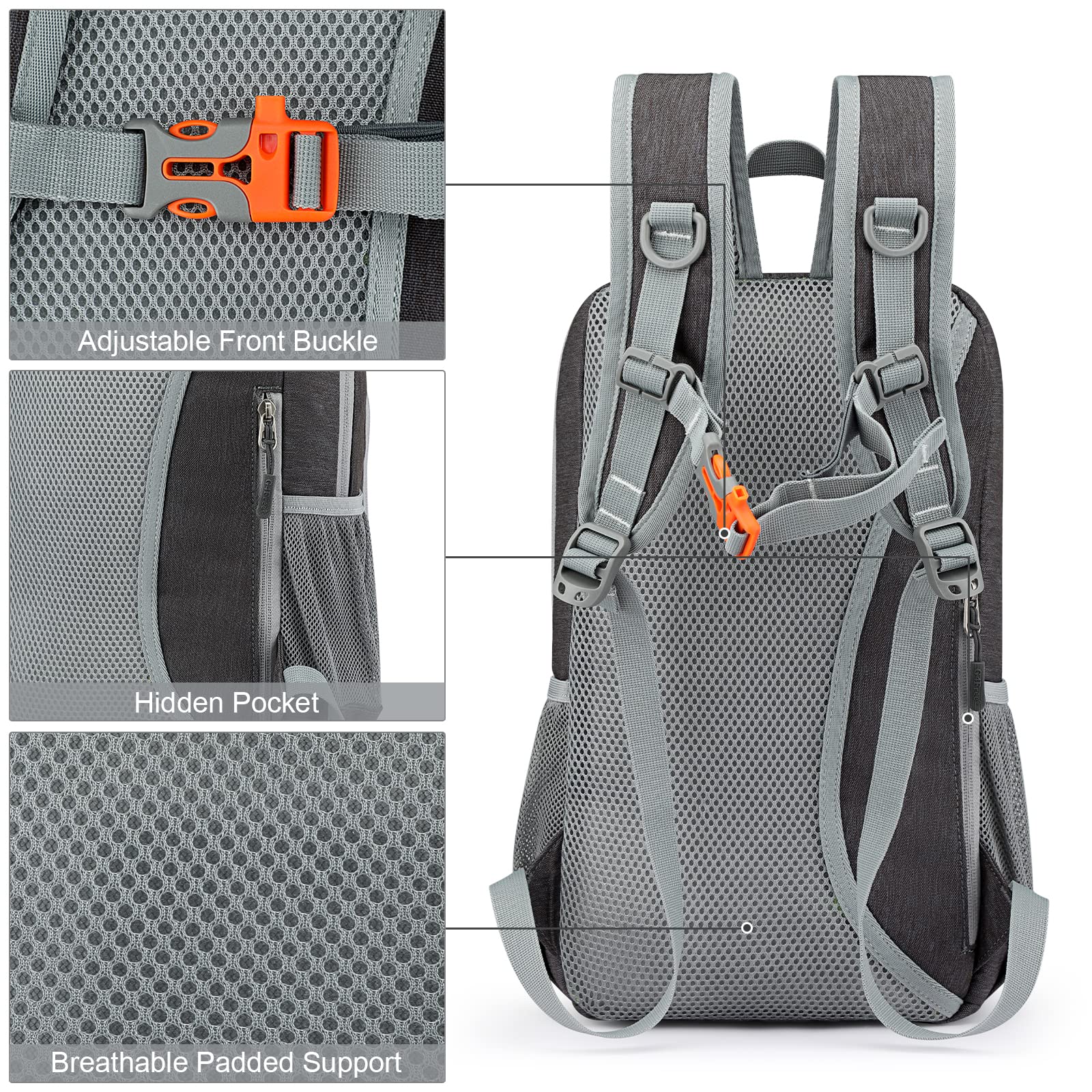 G4Free Mini 10L Hiking Daypack Small Hiking Backpack Cycling Compact Shoulder Backpack Outdoor for Men Women(Dark Grey)