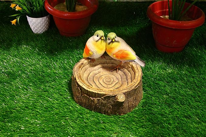 Wonderland Decorative Resin Love Bird Feeder/Bird Bath (Home Decor, Garden Decor, Gift Item, Balcony)