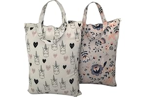 MOM & BAB Wet Bags for Baby | Travel | Cloth Diapers | Swimsuits and Towel | Wet Dry Bag for Breast Pump Parts, Gym, Yoga | Water & Odor Resistant (Unico&Flo)