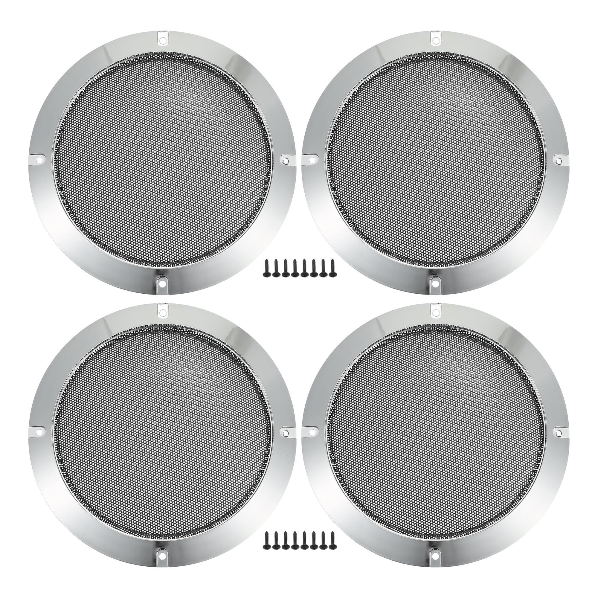 Photo 1 of ACROPIX 6.5" Car Speaker Grills Cover Mesh Round 6.5 Inch Audio Speaker Subwoofer Guard Protector Case with Mounting Screws Iron Silver Tone - Pack of 41031381325
