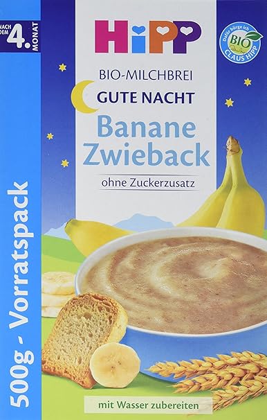Hipp Bio Gute-Nacht-Brei Banane Zwieback, 500 g: Amazon.de ...