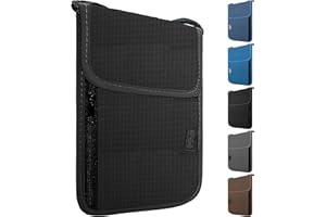 Maiiu Travel Neck Wallet with RFID Blocking – Passport Holder Organizer Neck Pouch – Portable Easy to Conceal Travel Pouch (Black)