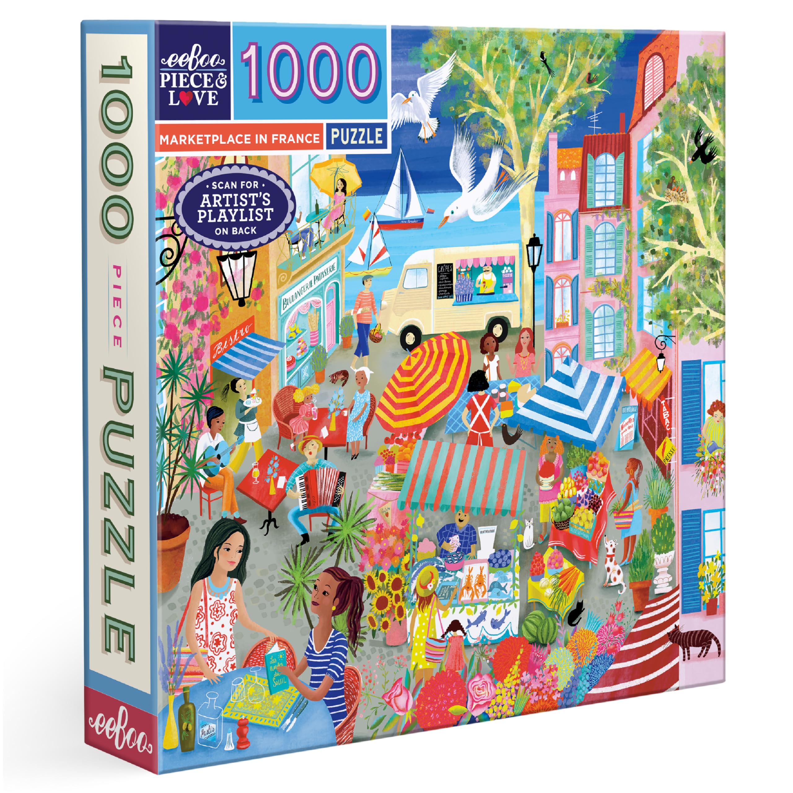 eeBoo Piece and Love Marketplace in France 1000 piece square adult Jigsaw Puzzle