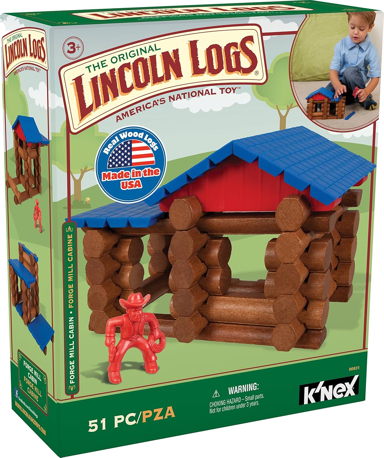 LINCOLN LOGS – Forge Mill Cabin – 51 Pieces – Ages 3+ – Preschool