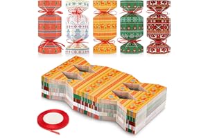 Huiguli 50 Pack Christmas Cracker Kit No Snap - DIY Fillable Xmas Party Crackers for Holiday Table Favors, Candy Boxes, Gift 