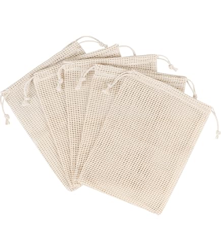 10 Bolsas Reutilizables De Malla - Algodón Orgánico (3 Tamaños, Ideal Para Compra A Granel)