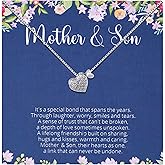 Aesnefe Mother and Son Necklace, Mom Gift from Son, Mother Necklace from Sons, Sons to Mom Birthday Christmas Mother's Day Jewelry Gifts