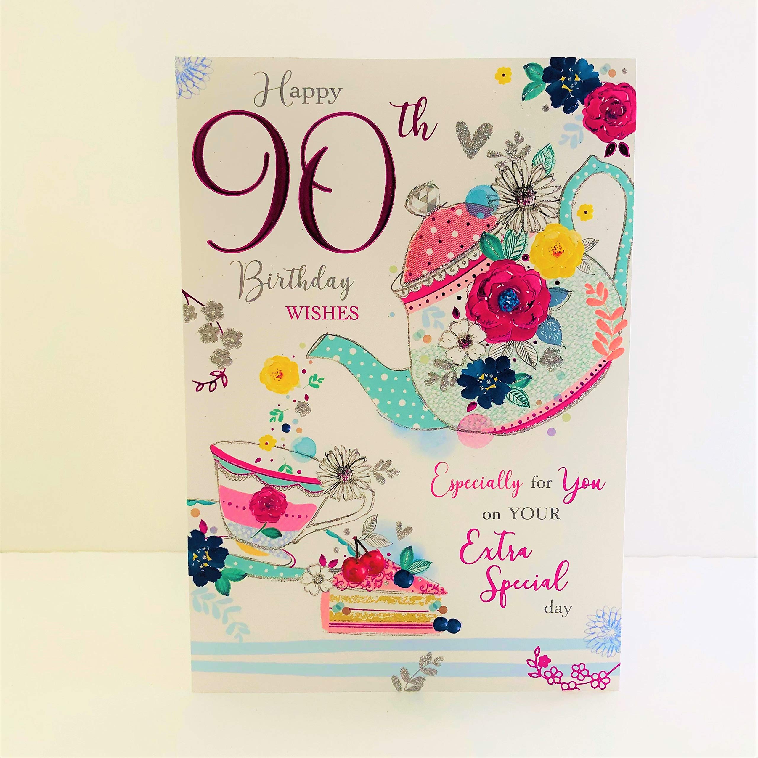 Jonny Javelin Female Happy 90th Age 90 Birthday Card - Afternoon Tea