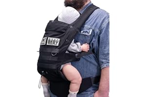 DINICTIS TACTICAL Ergonomic Lumbar Support Baby Carrier for Infants to Toddlers (8-33 lbs), Cozy and Lightweight Military Baby Carrier for Big and Tall Parents- Black
