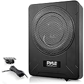 Pyle 8-Inch Low-Profile Amplified Subwoofer System - 600 Watt Compact Enclosed Active Underseat Car Audio Subwoofer with Buil