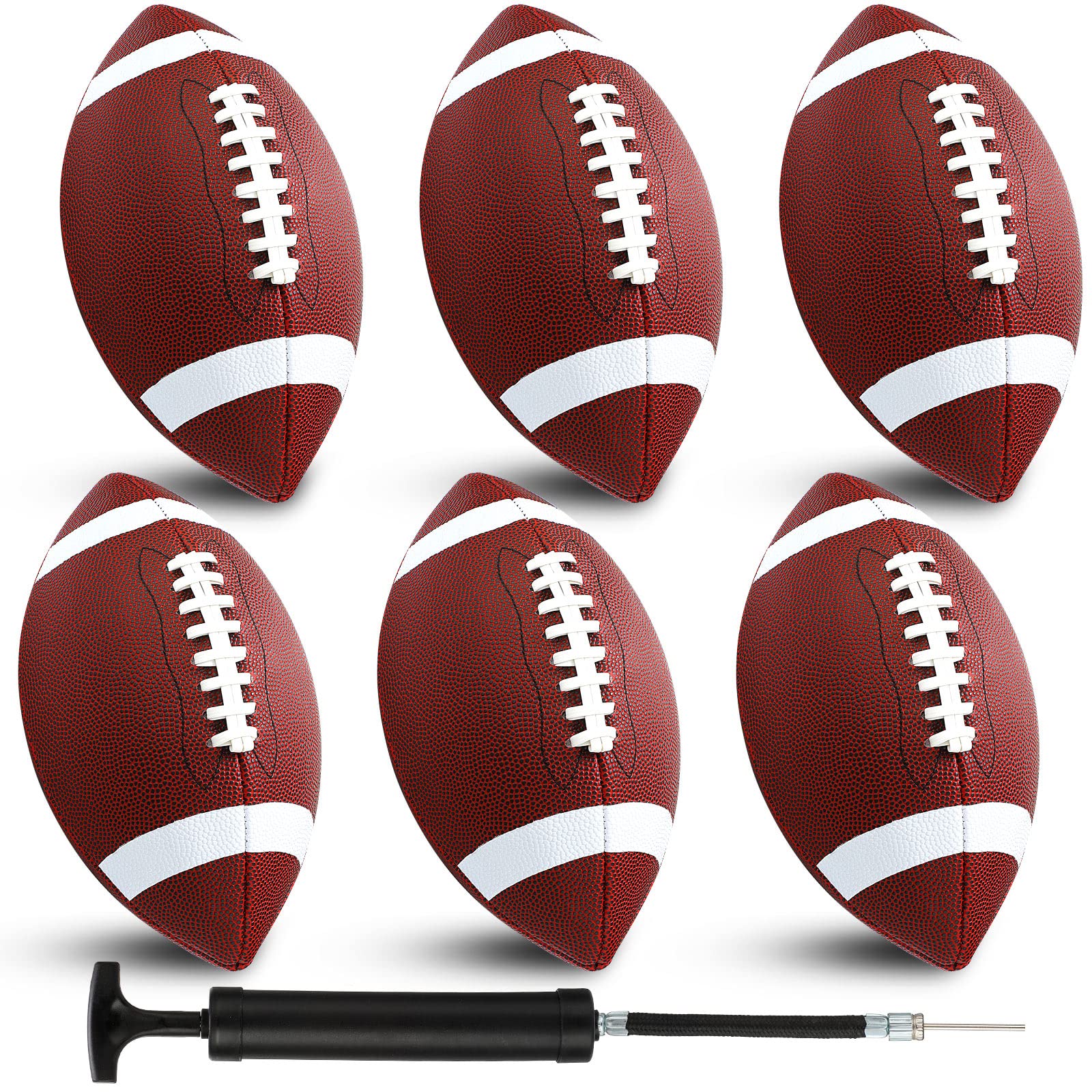 Photo 1 of Jerify Composite Leather Footballs Official Size Composite Leather Balls Leather Inflatable Footballs with Pump Indoor Outdoor Footballs Bulk for Training and Recreational Play(6 Pcs)