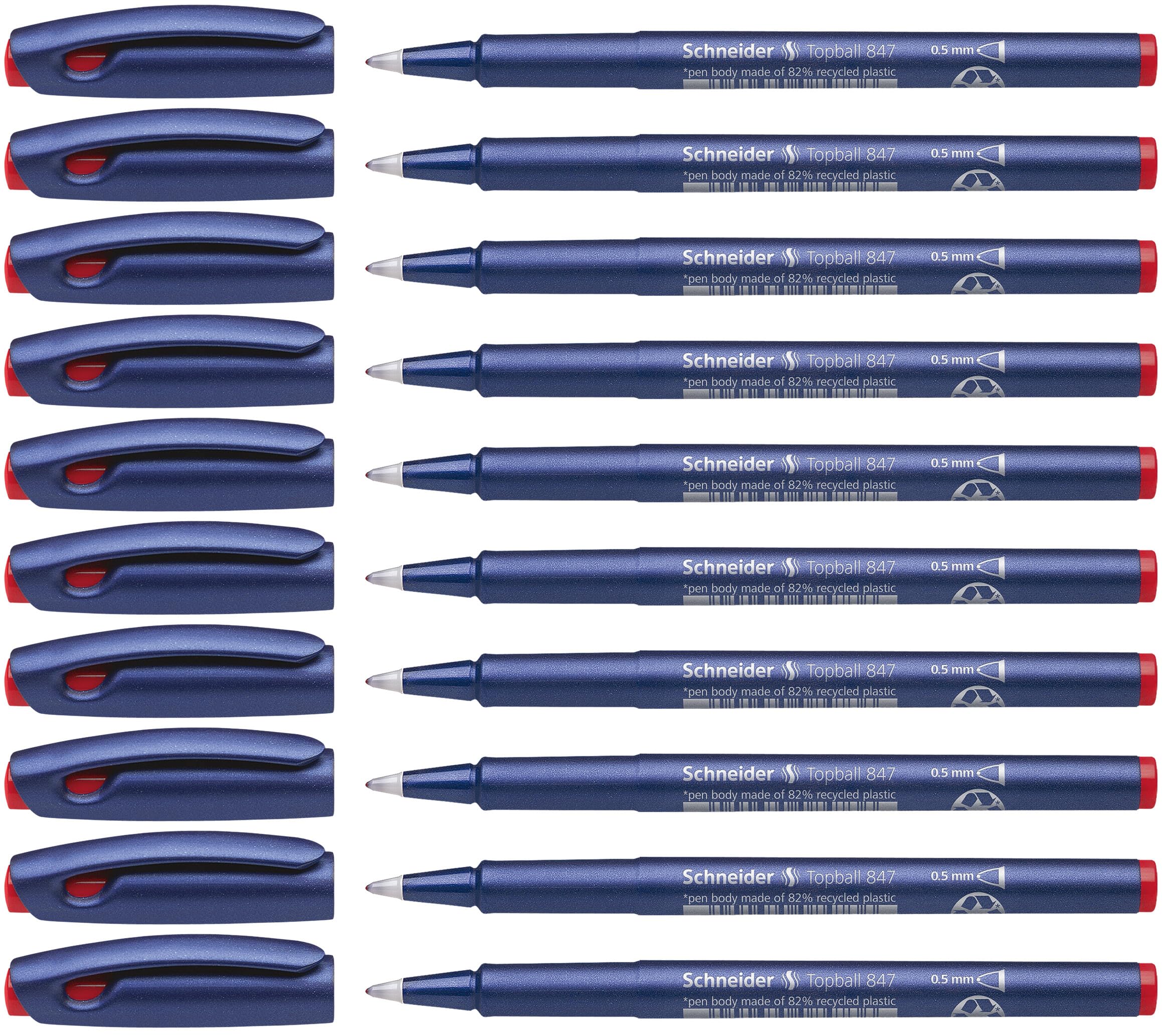 Schneider Topball 847 Rollerball Pen - Red (Pack of 10)