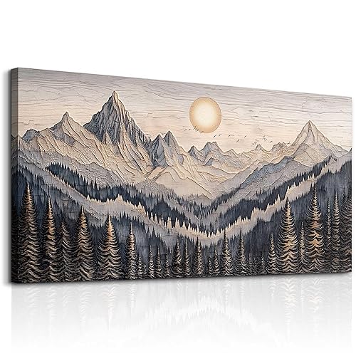 MHARTK66 Wall Art For Living Room Abstract Mountain Landscape Wall Painting Bedroom Wall Decor Office Pictures Decor Sunrise Forest Canvas Wall Art Easy Hanging Modern Home Decorations