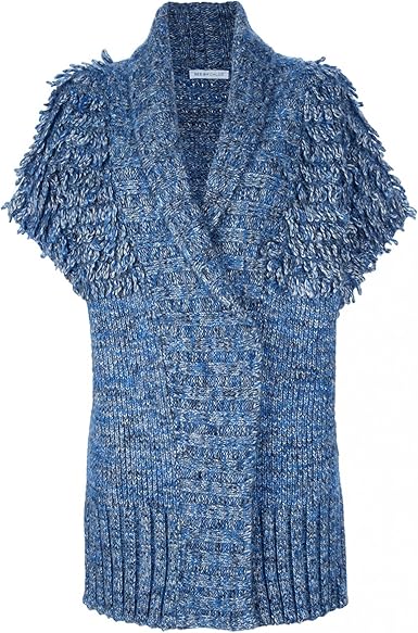 chunky knit blue cardigan