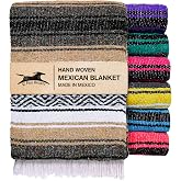 El Paso Designs Mexican Yoga Blanket &ndash; Colorful Falsa Serape Throw for Yoga, Beach, Picnic, Saddle, or Home D&eacute;cor &ndash; Soft Woven Boho Blanket (Beige)