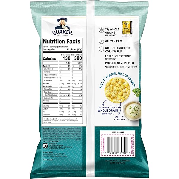 QUAKER POPPED RANCH GLUTEN FREE RICE CRISPS 3.03 OZ (PACK OF 12)