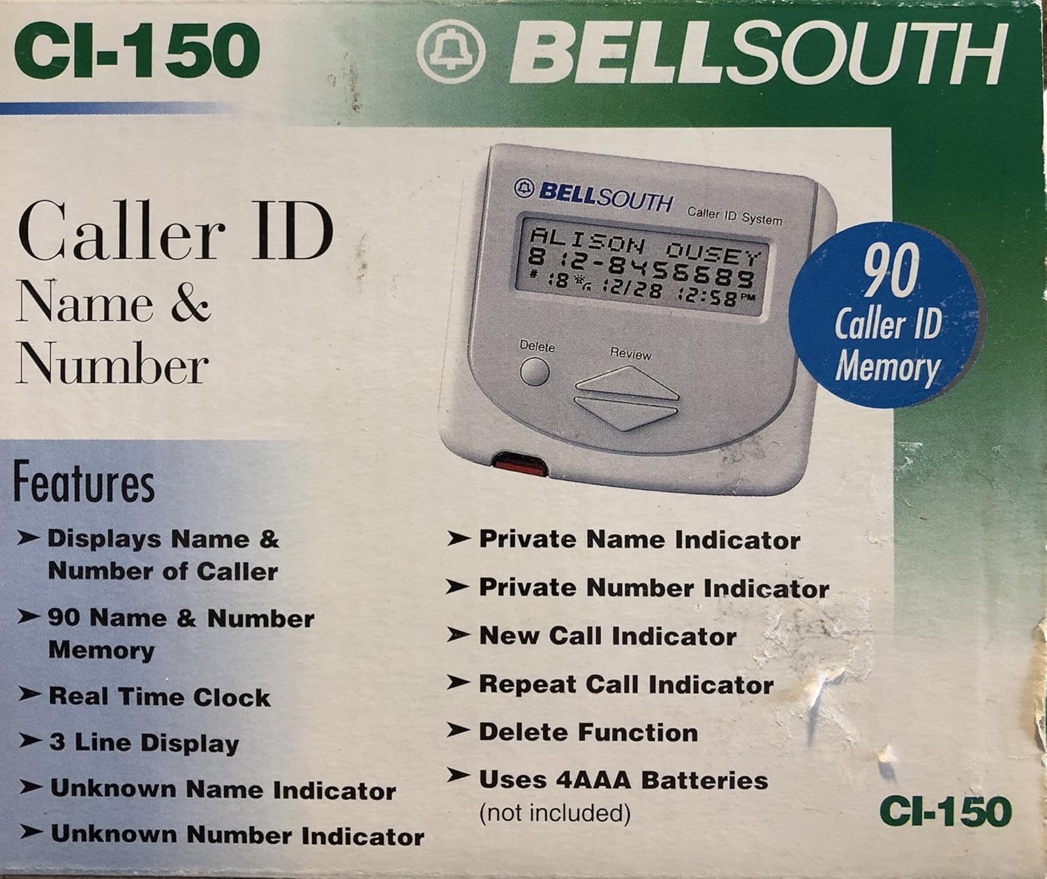 BELLSOUTH CI-150 Caller ID With 90 Name/Number Memory: Electronics