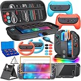 Switch 2 Accessories Case Bundle, Charge, Grip for Nintendo Switch 2 | FYOUNG 23 In 1 Kit Travel Hard Case, Charging Dock, Ergonomic Grip, Steering Wheel for Mario Kart,Tempered Glass