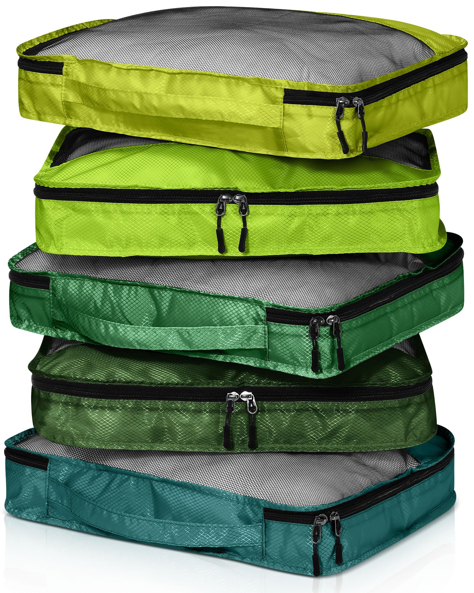 Photo 1 of Bulyoou 5 Pcs Packing Cubes for Suitcase Large Travel Cubes Carry on Luggage Organizer Bags for Clothes Accessories(L,Green)