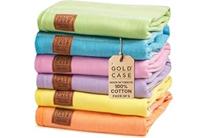 GOLD CASE HOME COLLECTION Gold CASE LYCIA Turkish Beach Towel Set of 6 – 100% Cotton Turkish Beach Towels Bulk 70 x 38'' – LYCIA Oversized, Quick Dry & Sand Free Beach Towel – Lightweight Towels Set in Multi Color Tones