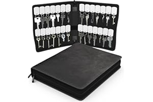 Northwall Leather Key Storage Organizer Case – 28 Tags Zippered Binder for Property, Office, and Car Keys – Portable Landlord Key Organizer for Landlords and Real Estate Professionals (Black