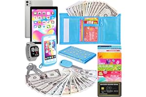 ERHAICAT Play Wallet for Boys Toddler, 28Pcs Pretend Play Toys Wallet for Kids, Toddler Purse Accessories Includes Tablet, Toy Keys, Money, Kids Toys Christmas Birthday Gift for Boys Ages 3 4 5 6 7 8 9+
